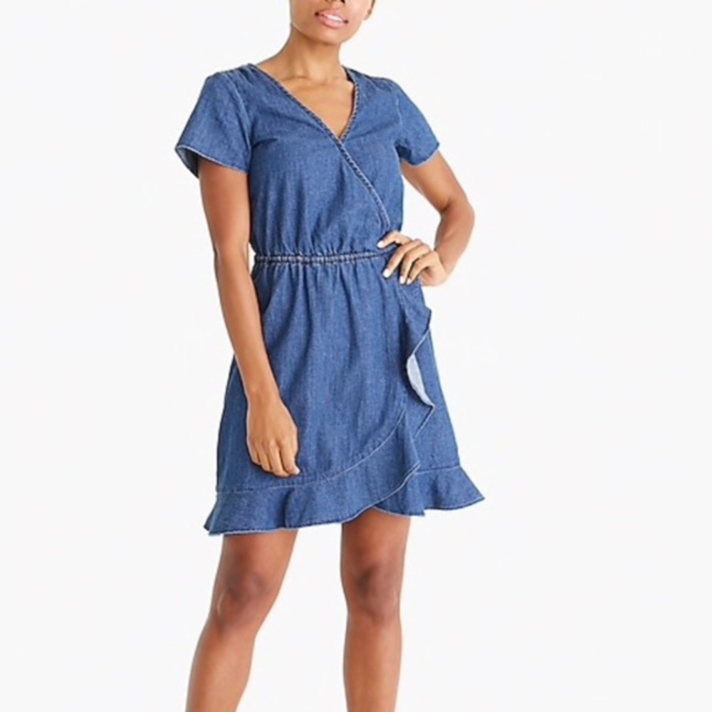 J. Crew ruffle dress in chambray